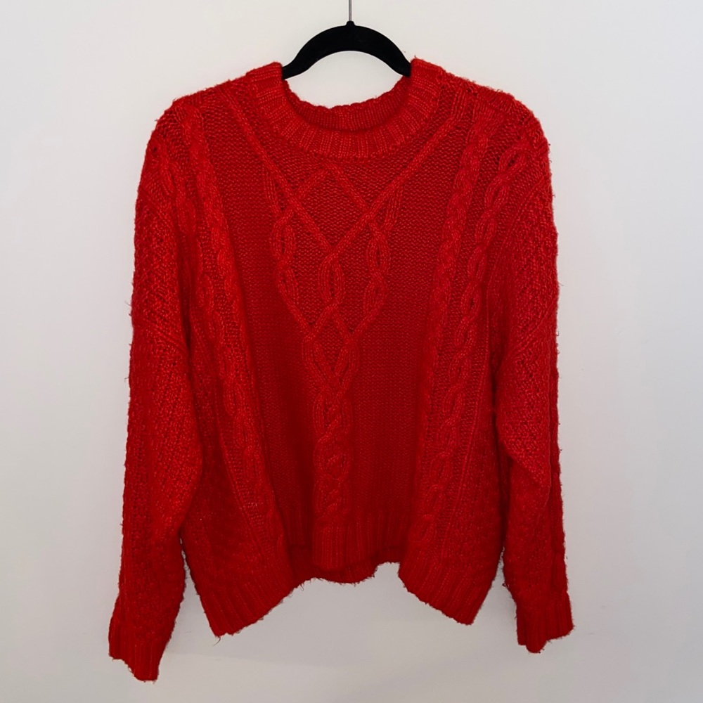 Aerie cable knit sweater - red